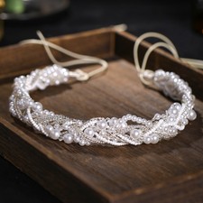 Handmade Pearl Rhinestones Bridal Headband Wedding Hair Accessories