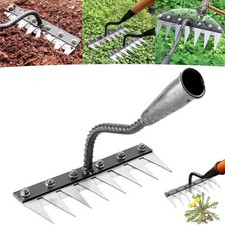 8 Teeth Weeding Hoe Rake Steel Harrow Grasping Raking Loosening Soil Tools Farm