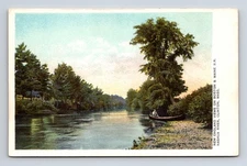 Scenic View Man in Canoe on Nashua River Clinton Massachusetts MA UDB Postcard