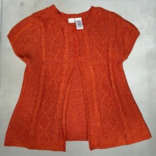 Knit Cardigan Sweater Orange Button Front Flowy Size m
