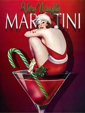 Targa martini cocktail very naughty stampa metallo vintage retrò pub bar poster