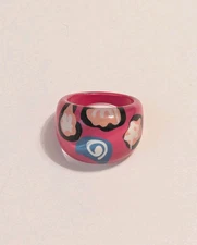 Fun Acrylic Pink Abstract Dome Type Fashion Ring. Size 6.75.