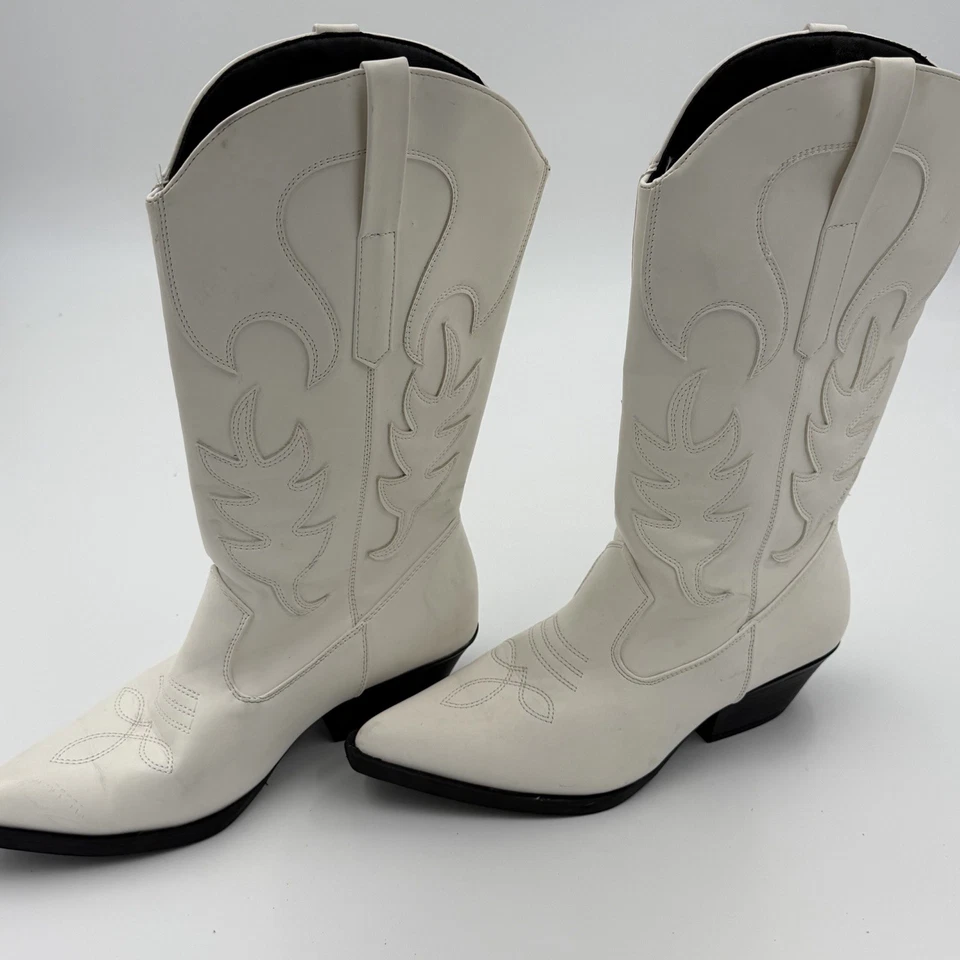Botas vaqueras occidentales blancas para mujer talla 10 - Costuras clásicas, buen estado Foto 2 de 4