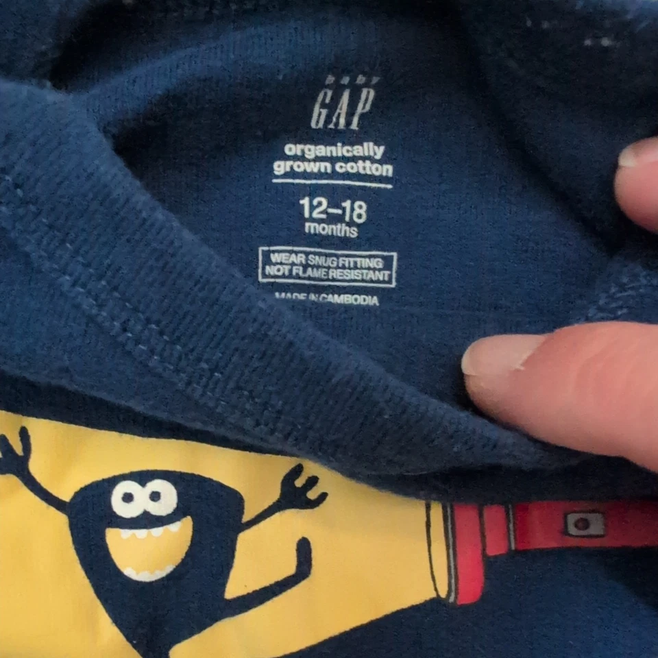 Conjunto Monstruo Baby Gap 12 - 18 Meses, Camisa Manga Larga y Pantalones Foto 3 de 4