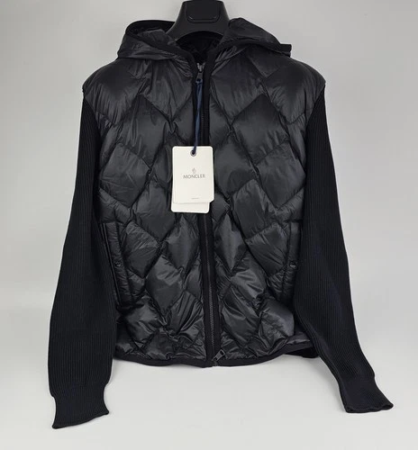 MONCLER Men's Black Quilted Down Cardigan New