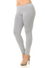 USA Cotton Full Length Plus Size Leggings Heather Gray XL