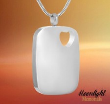 New Heart Dog Tag Crystal Cremation Urn Keepsake Ashes Memorial Necklace