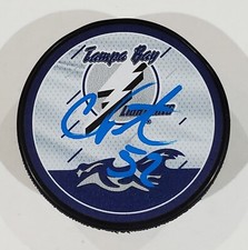 CAL FOOTE SIGNED TAMPA BAY LIGHTNING REVERSE RETRO HOCKEY PUCK NHL W/LOA