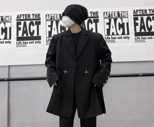 Men's Fashion Punk Gothic Lapel Long Sleeve Loose Metal Decor Youth Suit Coats