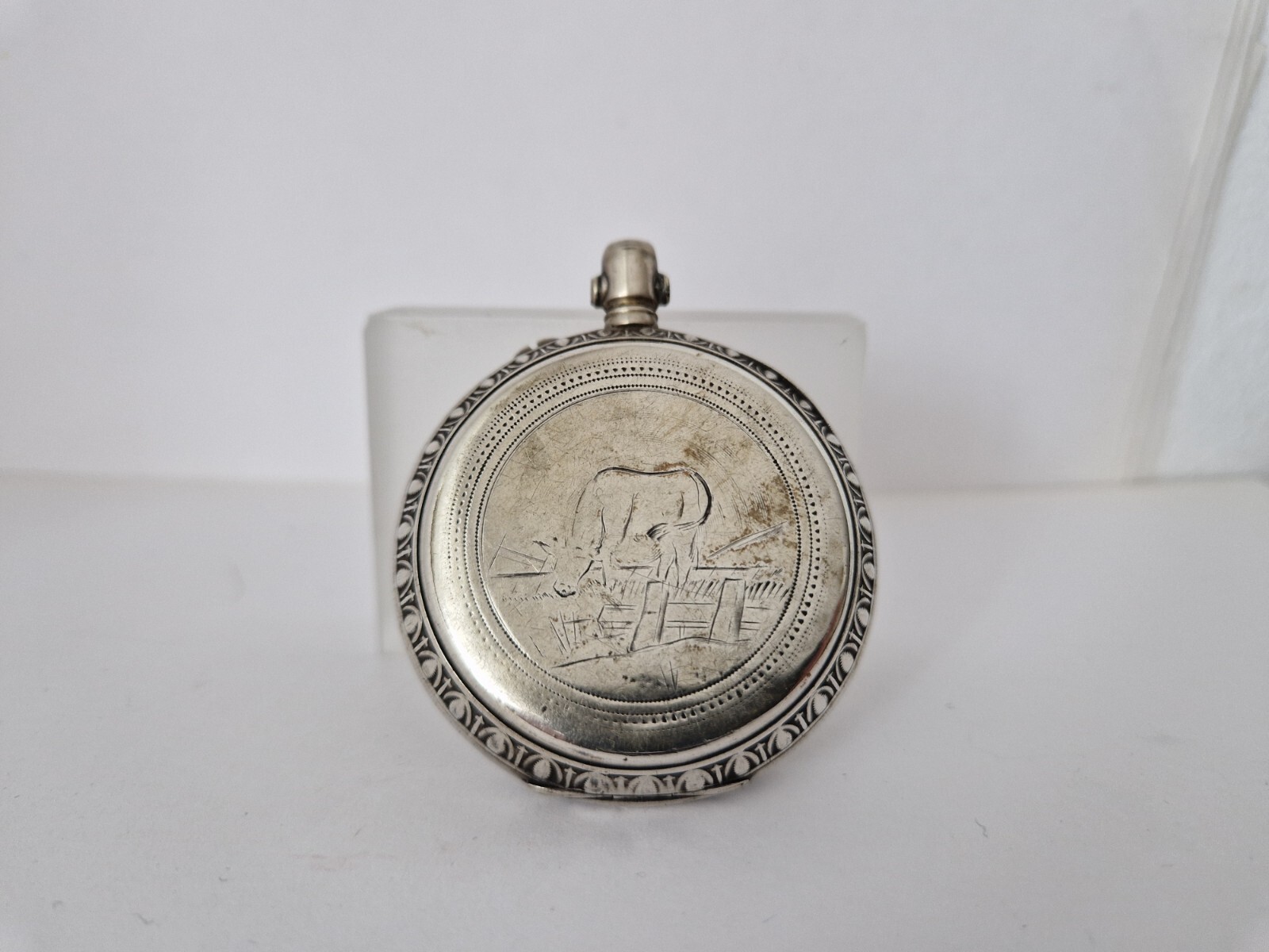 Antique Solid Silver Pocket Watch Case - Open Fac… - image 2