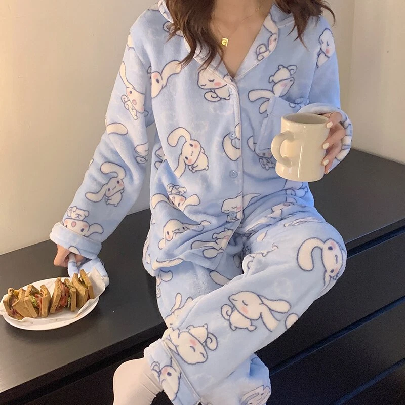 Cinnamoroll Pajamas Kawaii Pyjama Set Female Velvet Cute Anime