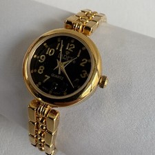 Larex Women’s Yellow Gold Tone Black Face Watch Japan Quartz
