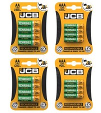 JCB Rechargeable Batteries AA AAA NiMH Pre Charged 1200 2400 900mAh  UK Stock