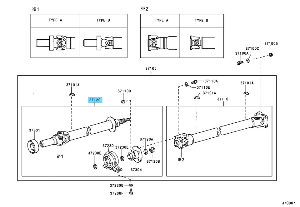 Eje intermedio hélice M/T genuina Toyota Mark II JZX100 37120-22860 FABRICANTE DE EQUIPOS ORIGINALES Foto 3 de 4