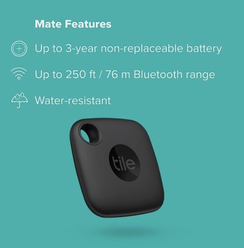 Tile Mate 1-Pack - Black - Bluetooth Tracker - Up to 250 ft. Range - NEW GENUINE - Photo 8 sur 9