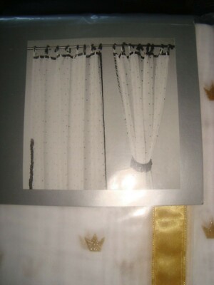 IKEA Pair of Curtains SAGAN KRONA White Gold 47x89'' ( 120x225cm ) Girls Bedrooom