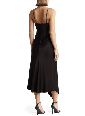 Alice and Olivia Harmony Cutout Asymmetric Midi Dress, Black - Retail $465 