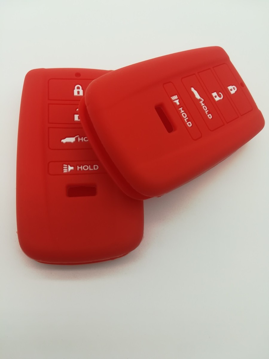 2-Piece Silicone Smart Key Fob Cover Case For Acura RLX RDX MDX ILX TLX – 4-Button, Black/Red & Gray, Protect Your Remote