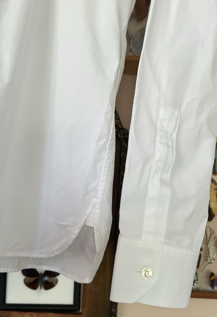 Camicia SAINT LAURENT cotone con patta cucita e bottoni taglia 42 bianca YSL 16 5