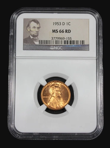 1953 D  LINCOLN  WHEAT CENT PENNY NGC MS66 UNC MS66RD US COIN CERT# 3779969-155