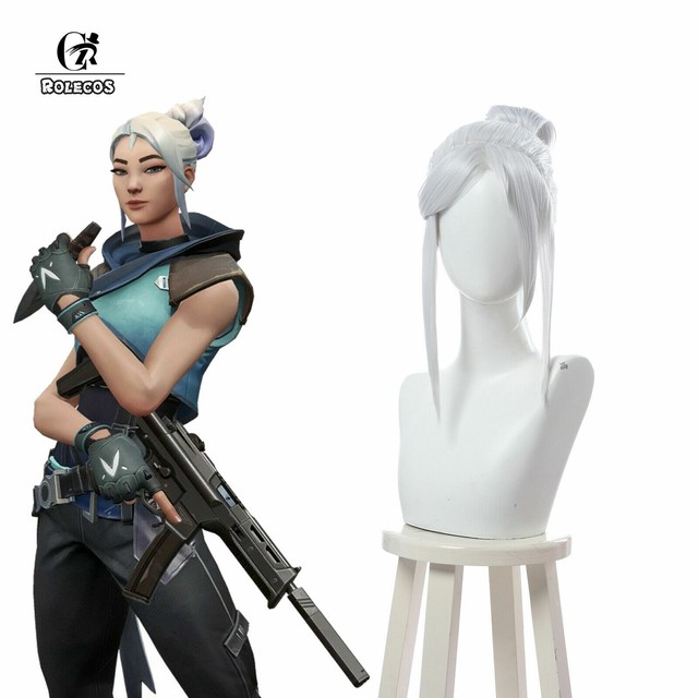 Game Valorant Project A Jett White Cosplay Wigs Halloween Hair Wig eBay