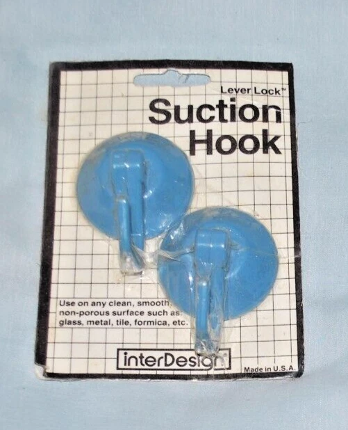 (NWT) Set of 2 InterDesign #176 BLUE Plastic Lever Power Lock Suction Hooks - Image 2 of 3
