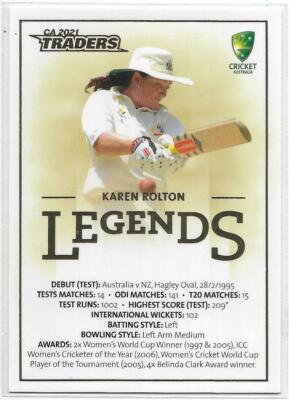 2021 / 22 Cricket Traders Legend Case Card (CCL4) Karen ROLTON Australia 28/30