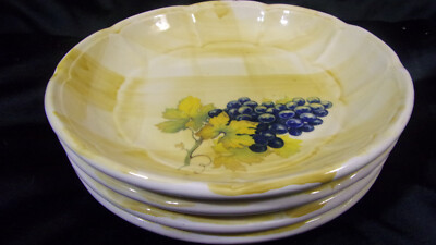 [LOT OF 4] Ceramica Due Torri ~GARANTITO PER ~ 8-3/8'' Grapes Pasta Bowls~ITALY