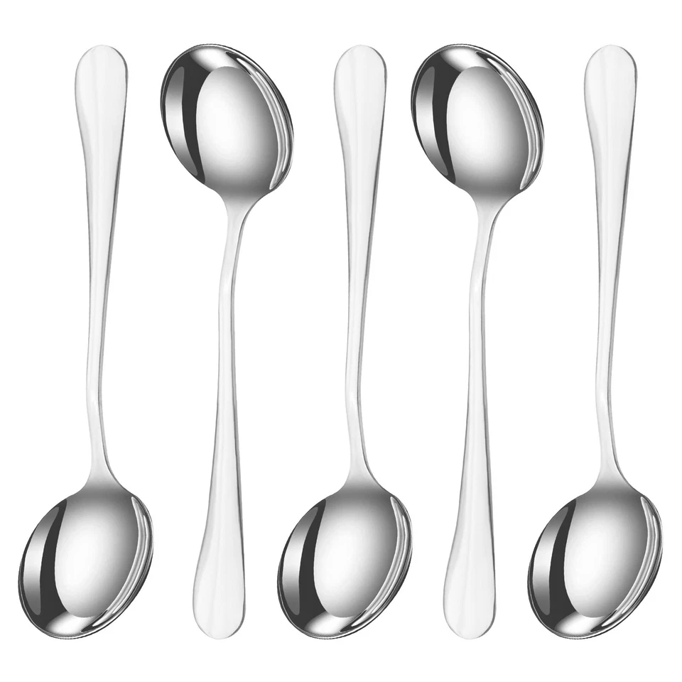 4X PC STAINLESS STEEL SOUP SPOON CUTLERY SPOONS SET - High Quality - Image 2 of 4