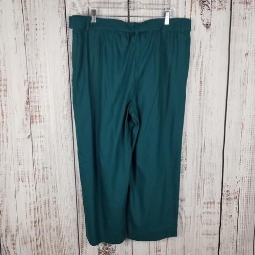 J. Jill Women Teal Green Wide Leg Crop Elastic Waist High Rise Pants Size XL New - Picture 4 of 6