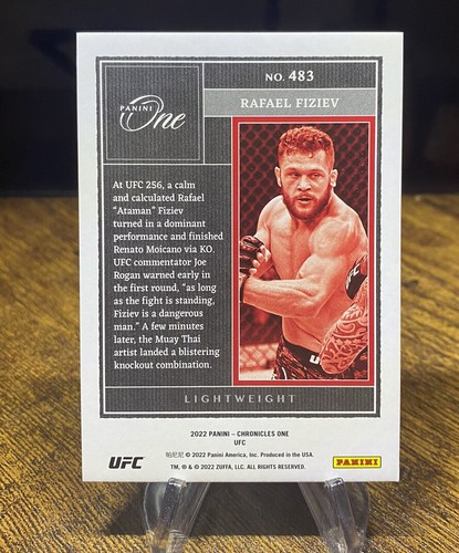 2022 Panini One UFC Rafael Fiziev RC #483 - SSP Gold Foil Rookie Card #d 08/10 - Picture 2 of 4