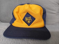 Vintage Boy Cub Scouts Wolf Cubs Snapback Hat Cap S M BSA Yellow Blue USA Made