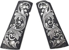 Paras Aluminum Hand Engraved 1911 grips Fit with S W Colt Kimber Springfield F3