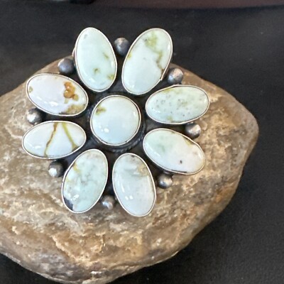 Women Blue Dry Creek Turquoise Cluster Navajo Sterling Silver