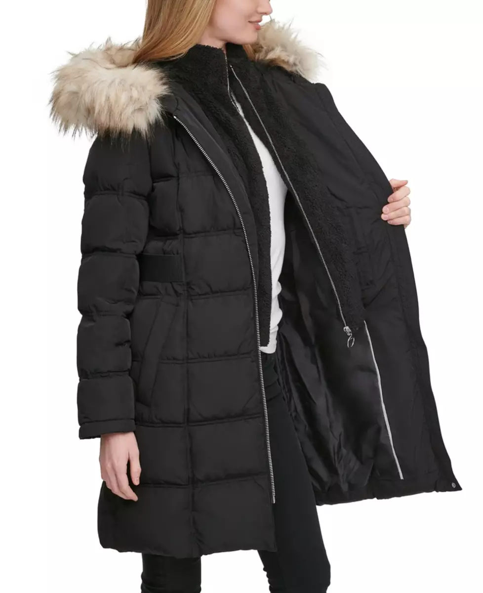 Dkny Fleece-lined Faux-fur-trim Hooded Puffer Coat on Sale | innoem.eng ...