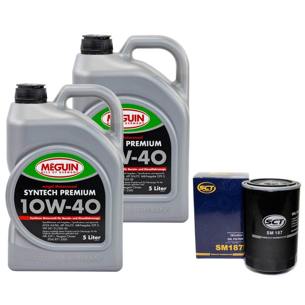 MotoröL Set Syntech 10W-40 Meguin 10 Liter + ÖLfilter FüR Peugeot Boxer Bus 2.5-image