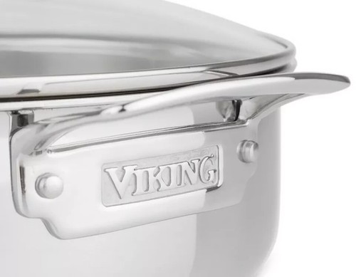Viking 13 piece Tri-Ply Stainless Steel Cookware Set Glass Lids Mirror Finish - Picture 5 of 8
