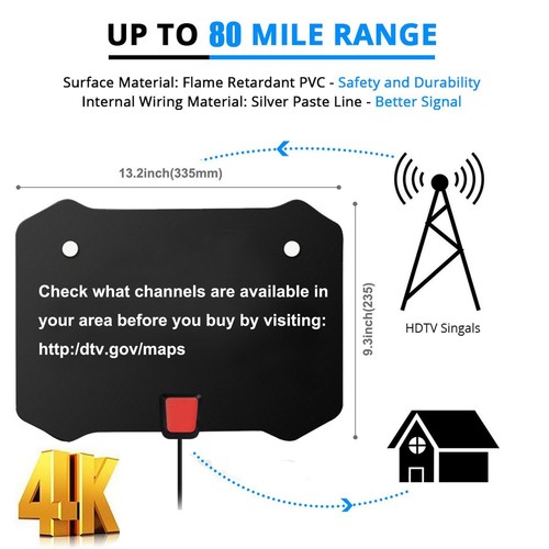 DeveSouth 60-80+Miglia Amplificatore Antenna TV Ultra Interno Alta Ricezione Amplificata - Foto 2 di 7