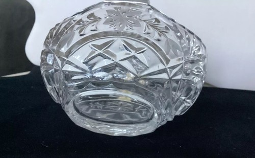 Imperlux Hand cut Crystal Basket Bowl Floral Etched Heavy Vintage 24% Lead - Picture 8 of 11
