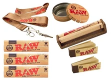 Authentic Raw Rolling Paper King Size Bundle, Roller+Papers+Tip+Tin