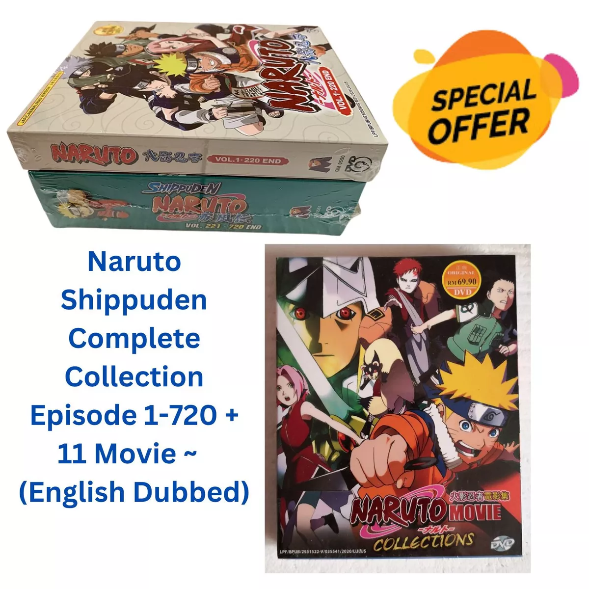 NARUTO NARUTO SHIPPUDEN COMPLETE ANIME TV SERIES DVD 1-720 EPS ENG DUB