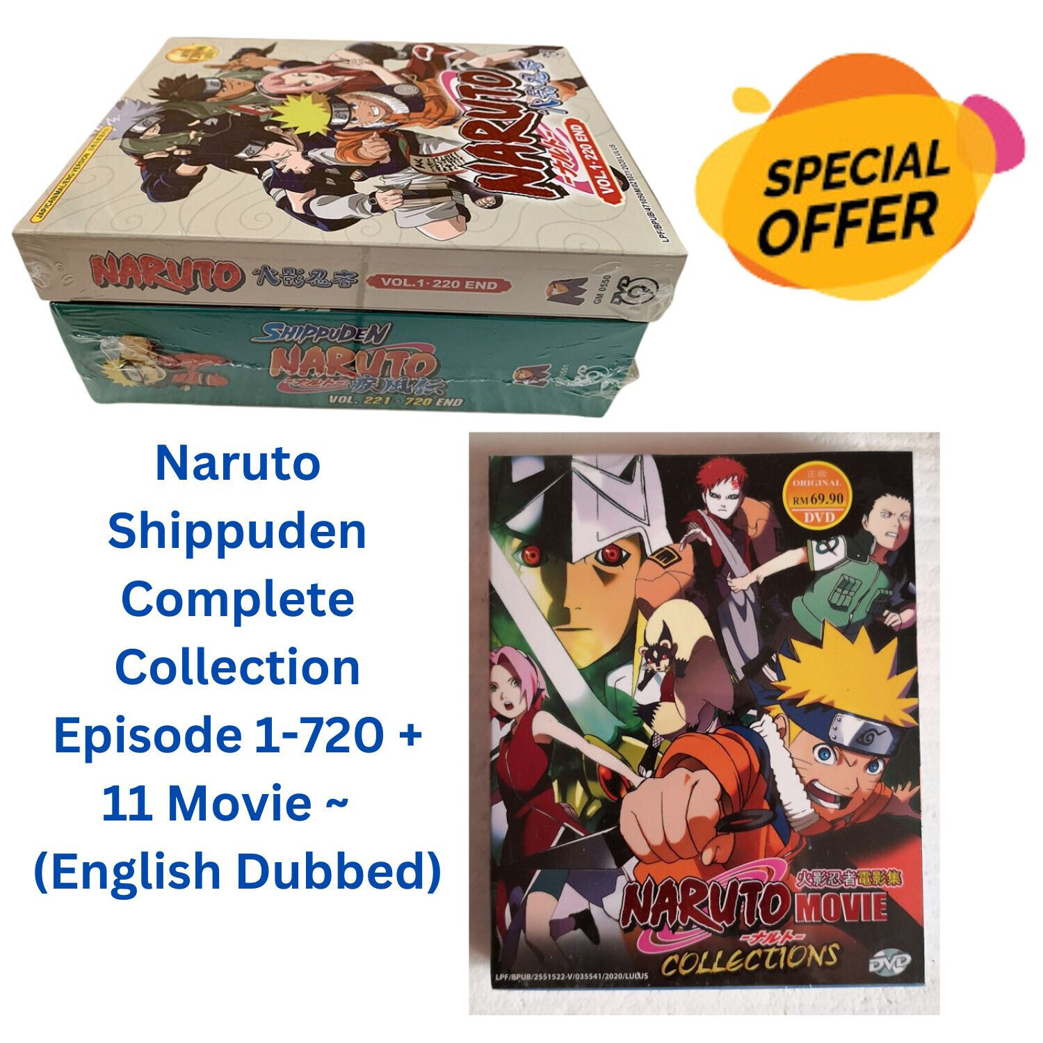 Box blu-ray Naruto Clássico + Naruto Shippuden + Filmes e Ovas