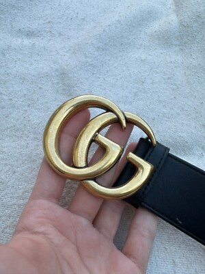 Gucci Belt Marmont Black Leather Golden Buckle Classic GG size 80/32 Authentic Gucci Belt Marmont Black Leather Golden Buckle  main image 2