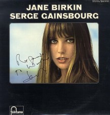 Jane Birkin SEXY ACTRESS SINGER-SONGWRITER autograph, signed vinyl record cover Jane Birkin SEXY ACTRESS SINGER-SONGWRITER autograph, signed vinyl record cover