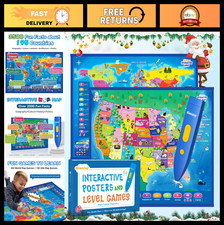 Interactive Bilingual Kids Talking USA World Map - Educational Learning Toy