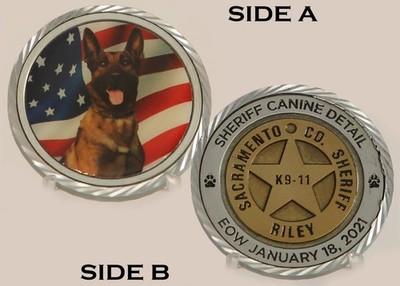 Sacramento Co K9 Riley EOW 2021 Sheriff Challenge Coin  4#A
