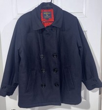 RARA GIACCA DONNA WOOLRICH BLU NAVY DOPPIOPETTO LANA PAVONE NAVALE MEDIA FODERATA