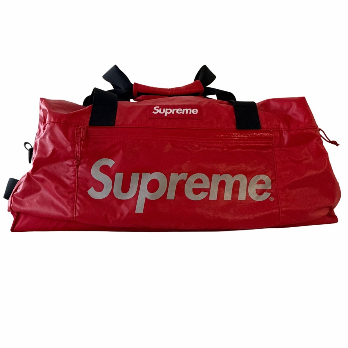 バッグ Supreme 3M Reflective Repeat Duffle Bag Supreme FW17 Duffle Bag Red 3M Reflective Repeat Logo Cordura EUC