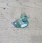 Fenton Miniature Duck Iridescent Glass in Jade Green Blue Amethyst 2” W/ Sticker