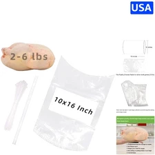 BPA Free Poultry Shrink Wrap Bags 10x16 - 50 Durable Bags & Zip Ties Included